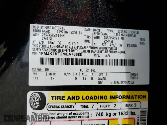 2021 Ford Expedition Max Limited with VIN 1FMJK1KT2MEA76688, listed as a Copart auction lot 49088135 with 84,437 mi miles and Salvage title. Bid and sale history available at DreamBid. Image 13.