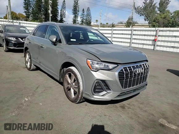2020 Audi Q3 S line Premium with VIN WA1DECF37L1052630, listed as a Copart auction lot 45125555 with 57,910 mi miles and Non Repairable. Bid and sale history available at carsss.com. Image 12.