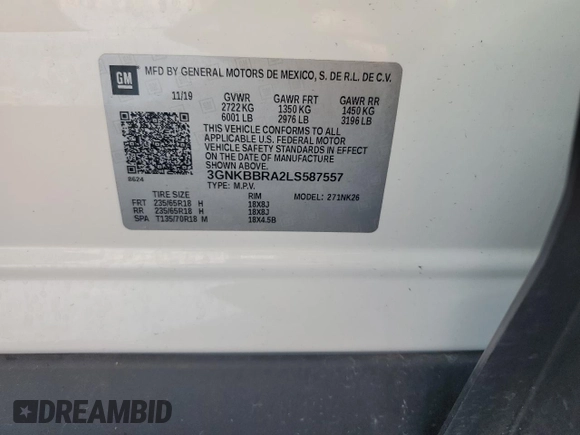 2020 Chevrolet Blazer LT z VIN 3GNKBBRA2LS587557, wystawiony jako Copart lot #44533965 z przebiegiem Nie podano mil oraz Nie do naprawy • Non repairable. Historia ofert i sprzedaży dostępna na DreamBid. Obrazek 13.