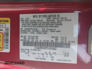 2023 Ford Mustang EcoBoost with VIN 1FA6P8TH9P5101062, listed as a IAAI auction lot 41689085 with 29,623 mi miles. Bid and sale history available at carsss.com. Image 9.