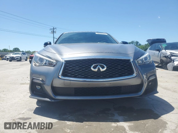 2018 Infiniti Q50 Red Sport 400 with VIN JN1FV7AR1JM700091, listed as a Copart auction lot 58004335 with 59,254 mi miles and Salvage title. Bid and sale history available at DreamBid. Image 5.