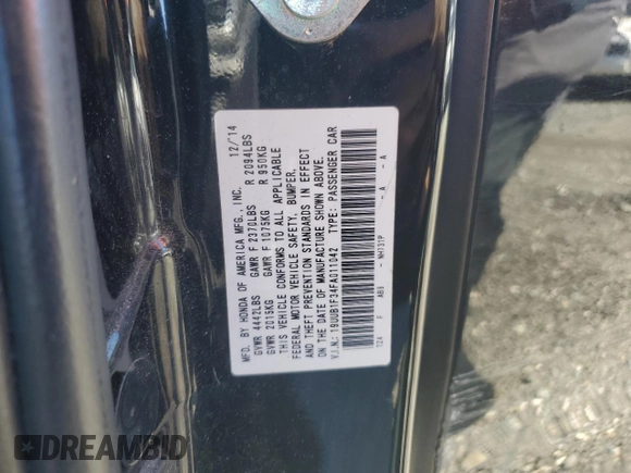2015 Acura TLX with VIN 19UUB1F34FA011042, listed as a Copart auction lot 49988395 with 180,017 mi miles and Salvage Title. Bid and sale history available at carsss.com. Image 12.