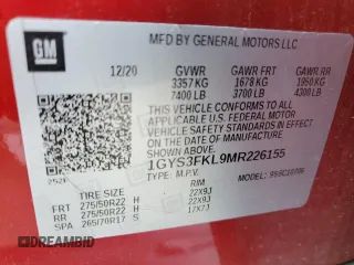 2021 Cadillac Escalade Sport z VIN 1GYS3FKL9MR226155, wystawiony jako Copart lot #55998785 z przebiegiem 96 725 mil mil oraz Szkody całkowita. Historia ofert i sprzedaży dostępna na DreamBid. Obrazek 13.