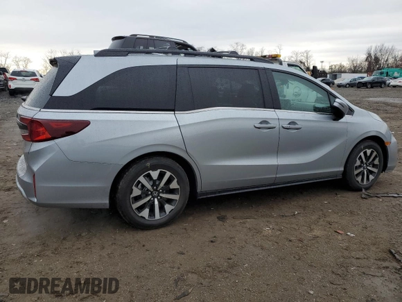 2025 Honda Odyssey EX-L with VIN 5FNRL6H66SB019828, listed as a Copart auction lot 84007874 with 1,425 mi miles and Salvage Title. Bid and sale history available at carsss.com. Image 3.