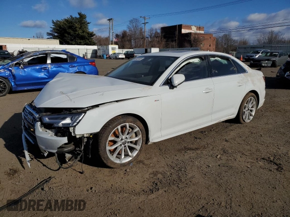 2019 Audi A4 Premium Plus with VIN WAUENAF45KA027051, listed as a Copart auction lot 41481465 with 0 mi miles and Salvage Title. Bid and sale history available at carsss.com. Image 1.