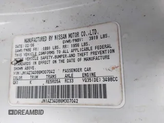 2006 Nissan 350Z Touring z VIN JN1AZ34D86M307042, wystawiony jako IAAI lot #41016528 z przebiegiem 124 303 mil mil oraz . Historia ofert i sprzedaży dostępna na DreamBid. Obrazek 9.