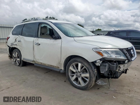 2013 Nissan Pathfinder Platinum with VIN 5N1AR2MM6DC637543, listed as a Copart auction lot 60905345 with 189,420 mi miles and Salvage title. Bid and sale history available at DreamBid. Image 4.