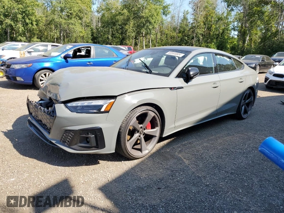 2022 Audi A5 Sportback S line Premium Plus z VIN WAUFACF56NA040190, wystawiony jako Copart lot #68565804 z przebiegiem Nie podano mil oraz Szkoda całkowita • Salvage title. Historia ofert i sprzedaży dostępna na DreamBid. Obrazek 1.