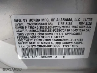 2006 Honda Pilot EX-L with RES with VIN 5FNYF28696B013992, listed as a IAAI auction lot 41853969 with 258,069 mi miles. Bid and sale history available at carsss.com. Image 9.