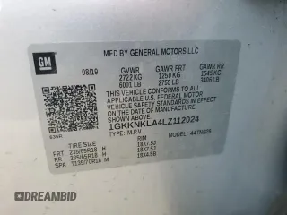 2020 GMC Acadia SLE z VIN 1GKKNKLA4LZ112024, wystawiony jako Copart lot #48253465 z przebiegiem 88 232 mil mil oraz Czysty tytuł • Clean title. Historia ofert i sprzedaży dostępna na DreamBid. Obrazek 13.