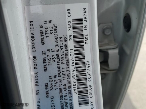 2020 Mazda CX-3 Sport with VIN JM1DKDB74L1474321, listed as a Copart auction lot 53352295 with 30,491 mi miles and Salvage Title. Bid and sale history available at carsss.com. Image 12.