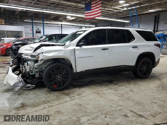 2018 Chevrolet Traverse Premier z VIN 1GNERKKW8JJ109978, wystawiony jako Copart lot #51374415 z przebiegiem 147 029 mil mil oraz Szkoda całkowita • Salvage title. Historia ofert i sprzedaży dostępna na DreamBid. Obrazek 1.