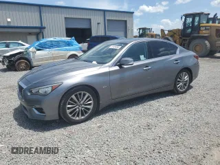 2019 Infiniti Q50 Luxe with VIN JN1EV7AP3KM512765, listed as a Copart auction lot 61434565 with 117,480 mi miles and Salvage title. Bid and sale history available at DreamBid. Image 1.