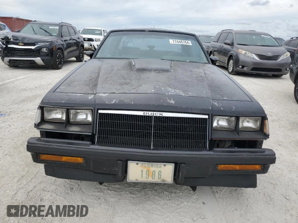 1986 Buick Regal with VIN 1G4GK4775GP227474, listed as a Copart auction lot 77446764 with 43,120 mi miles and Salvage Title. Bid and sale history available at DreamBid. Image 5.