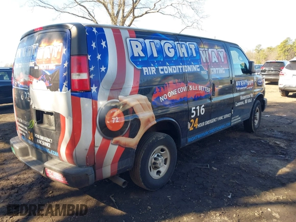 2015 Chevrolet Express Cargo Van with VIN 1GCWGFCF7F1281970, listed as a IAAI auction lot 41898214 with 145,078 mi miles. Bid and sale history available at carsss.com. Image 4.