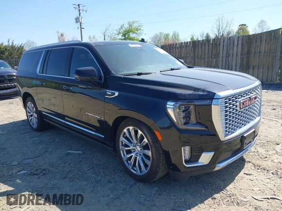 2023 GMC Yukon XL Denali with VIN 1GKS2JKL7PR458631, listed as a IAAI auction lot 42024142 with 16,054 mi miles. Bid and sale history available at carsss.com. Image 1.