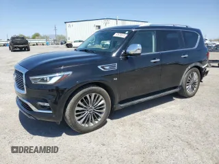 2018 Infiniti QX80 z VIN JN8AZ2NF1J9663159, wystawiony jako Copart lot #57678515 z przebiegiem 109 584 mil mil oraz Szkoda całkowita • Salvage title. Historia ofert i sprzedaży dostępna na DreamBid. Obrazek 1.