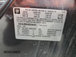 2014 GMC Terrain SLE z VIN 2GKALMEK3E6244161, wystawiony jako Copart lot #57856015 z przebiegiem 127 545 mil mil oraz Szkoda całkowita • Salvage title. Historia ofert i sprzedaży dostępna na DreamBid. Obrazek 13.