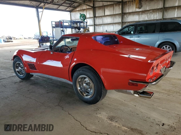 1972 Chevrolet Corvette with VIN 1Z37K2S501737, listed as a Copart auction lot 43789865 with 22,938 mi miles and Salvage title. Bid and sale history available at DreamBid. Image 2.