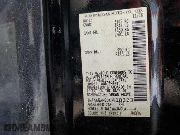 2018 Nissan Maxima Platinum z VIN 1N4AA6AP0JC410223, wystawiony jako Copart lot #81363894 z przebiegiem 169 467 mil mil oraz Szkoda całkowita • Salvage title. Historia ofert i sprzedaży dostępna na DreamBid. Obrazek 13.