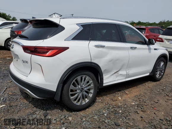 2024 Infiniti QX50 Luxe with VIN 3PCAJ5BB7RF115190, listed as a Copart auction lot 58425035 with 10,637 mi miles and Salvage title. Bid and sale history available at DreamBid. Image 3.