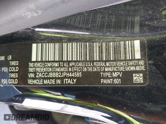 2018 Jeep Renegade Latitude with VIN ZACCJBBB2JPH44585, listed as a IAAI auction lot 42392971 with 64,185 mi miles and . Bid and sale history available at DreamBid. Image 9.