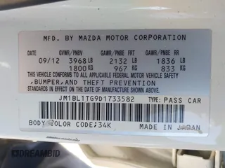 2013 Mazda 3 i SV with VIN JM1BL1TG9D1733582, listed as a IAAI auction lot 41992430 with 143,268 mi miles and . Bid and sale history available at DreamBid. Image 9.