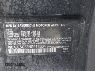 2017 BMW 5 Series 540i with VIN WBAJE5C33HG913604, listed as a IAAI auction lot 41559239 with 107,160 mi miles and . Bid and sale history available at carsss.com. Image 9.
