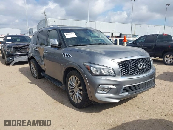 2015 Infiniti QX80 with VIN JN8AZ2NF5F9573634, listed as a IAAI auction lot 41510452 with 127,530 mi miles and . Bid and sale history available at DreamBid. Image 1.