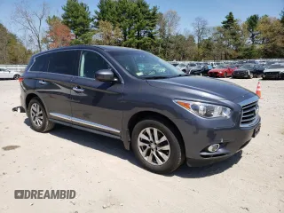 2013 Infiniti JX35 with VIN 5N1AL0MM0DC318399, listed as a Copart auction lot 53798305 with 114,356 mi miles and Clean Title. Bid and sale history available at DreamBid. Image 4.