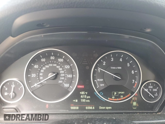 2013 BMW 3 Series 328i xDrive with VIN WBA3B5C52DJ599198, listed as a Copart auction lot 56463365 with 98,808 mi miles and Salvage title. Bid and sale history available at DreamBid. Image 9.