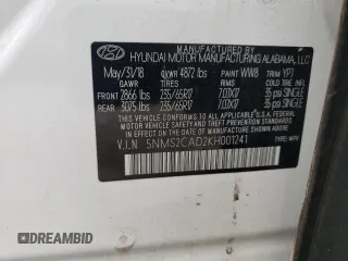 2019 Hyundai Santa Fe SE with VIN 5NMS2CAD2KH001241, listed as a Copart auction lot 58469295 with 111,853 mi miles and Salvage title. Bid and sale history available at DreamBid. Image 13.