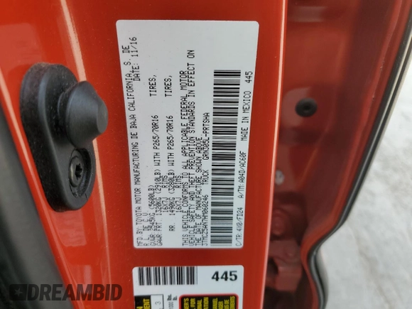 2017 Toyota Tacoma SR5 with VIN 3TMCZ5AN7HM060246, listed as a Copart auction lot 52580665 with 107,292 mi miles and Salvage Title. Bid and sale history available at carsss.com. Image 13.