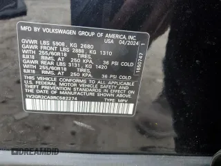 2024 Volkswagen Atlas Peak Edition SEL with VIN 1V2GR2CA9RC582274, listed as a Copart auction lot 79362524 with 1,619 mi miles and Salvage title. Bid and sale history available at DreamBid. Image 14.