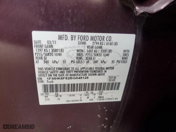 2011 Ford Explorer Limited with VIN 1FMHK8F82BGA48128, listed as a Copart auction lot 47616085 with 138,968 mi miles and Salvage Title. Bid and sale history available at carsss.com. Image 13.