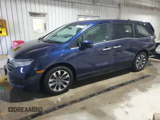 2023 Honda Odyssey EX-L with VIN 5FNRL6H68PB076152, listed as a Copart auction lot 47424605 with 14,742 mi miles and Salvage Title. Bid and sale history available at carsss.com. Image 1.