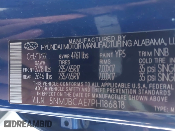 2023 Hyundai Tucson SEL with VIN 5NMJBCAE7PH186818, listed as a IAAI auction lot 41753023 with 32,548 mi miles. Bid and sale history available at carsss.com. Image 9.