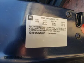 2009 Chevrolet Cobalt with VIN 1G1AL18H397168403, listed as a Copart auction lot 75433634 with 89,626 mi miles and Salvage Title. Bid and sale history available at DreamBid. Image 12.