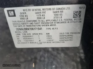 2013 Chevrolet Equinox LT with VIN 2GNALDEK7D6171541, listed as a Copart auction lot 60955594 with 219,699 mi miles and Non Repairable. Bid and sale history available at carsss.com. Image 13.