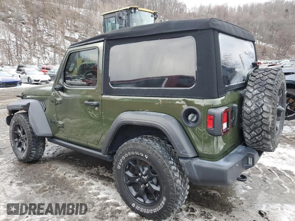 2020 Jeep Wrangler Willys z VIN 1C4GJXAG8LW285550, wystawiony jako Copart lot #57058815 z przebiegiem 24 388 mil mil oraz Szkoda całkowita • Salvage title. Historia ofert i sprzedaży dostępna na DreamBid. Obrazek 2.
