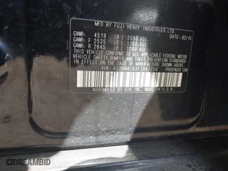 2015 Subaru Legacy 2.5i Premium with VIN 4S3BNAC63F3047756, listed as a IAAI auction lot 42010407 with 123,115 mi miles. Bid and sale history available at carsss.com. Image 9.