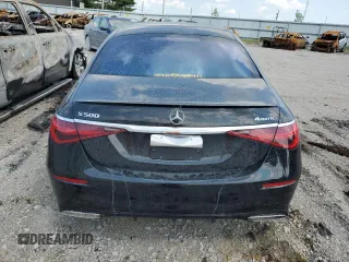 2022 Mercedes-Benz S-Class S 500 with VIN W1K6G6DB6NA153543, listed as a Copart auction lot 59649504 with 0 mi miles and Salvage Title. Bid and sale history available at carsss.com. Image 6.
