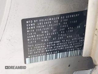 2012 Volkswagen Tiguan SE with VIN WVGAV7AX9CW581957, listed as a IAAI auction lot 42407148 with 135,553 mi miles and . Bid and sale history available at DreamBid. Image 9.