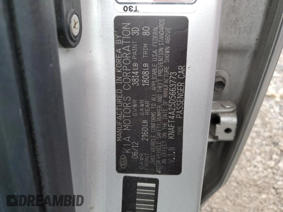 2013 Kia Forte LX with VIN KNAFT4A25D5663773, listed as a Copart auction lot 84085324 with 10,600 mi miles and Salvage Title. Bid and sale history available at carsss.com. Image 12.
