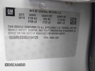 2016 Cadillac CTS with VIN 1G6AR5SS9G0194126, listed as a IAAI auction lot 41972437 with 129,742 mi miles and . Bid and sale history available at DreamBid. Image 9.