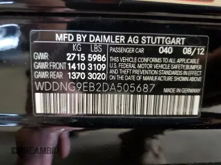2013 Mercedes-Benz S 550 with VIN WDDNG9EB2DA505687, listed as a Copart auction lot 56362735 with 179,154 mi miles and Clean Title. Bid and sale history available at DreamBid. Image 12.