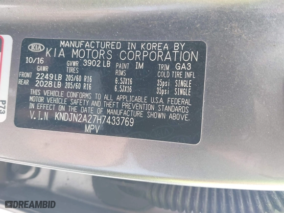 2017 Kia Soul with VIN KNDJN2A27H7433769, listed as a IAAI auction lot 41885196 with 58,022 mi miles. Bid and sale history available at carsss.com. Image 9.