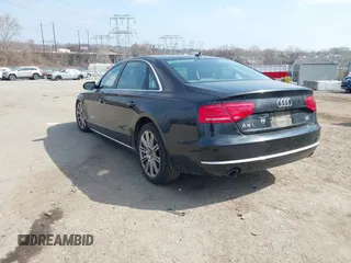 2012 Audi A8 L with VIN WAURVAFD7CN004673, listed as a IAAI auction lot 41768222 with 108,982 mi miles. Bid and sale history available at carsss.com. Image 3.