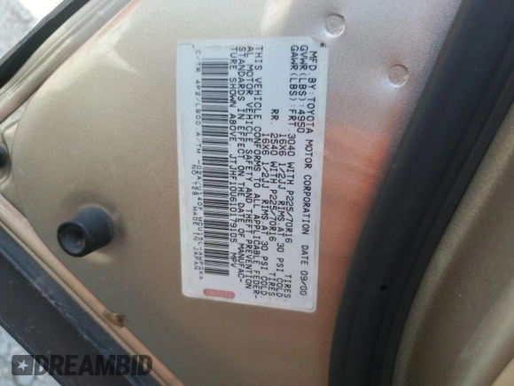 2001 Lexus RX 300 with VIN JTJHF10U610179105, listed as a Copart auction lot 83730454 with 70,866 mi miles and Salvage Title. Bid and sale history available at DreamBid. Image 13.
