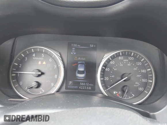 2019 Infiniti Q50 Luxe with VIN JN1EV7AR6KM550265, listed as a IAAI auction lot 42171598 with 56,612 mi miles and . Bid and sale history available at DreamBid. Image 7.